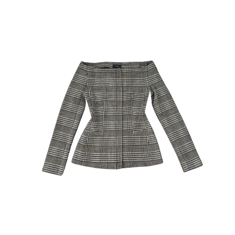 Theory Black and White Plaid Blazer